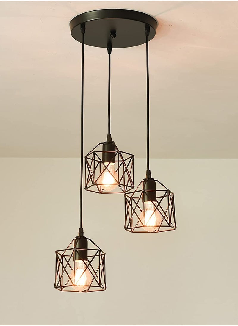 Comely Black 3 Lights Industrial Pendant Light with 120cm Adjustable Cable / Bulb Not Included  - Image 1