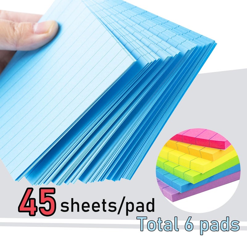 Vanpad Lined Sticky Notes 4X6 in Bright Ruled Stickies Colorful Super Sticking Power Memo Pads, 45 Sheets/pad, 6 Pads/Pack - Image 2