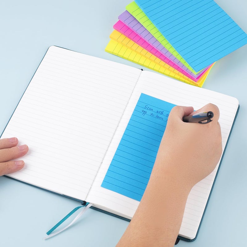 Vanpad Lined Sticky Notes 4X6 in Bright Ruled Stickies Colorful Super Sticking Power Memo Pads, 45 Sheets/pad, 6 Pads/Pack - Image 5