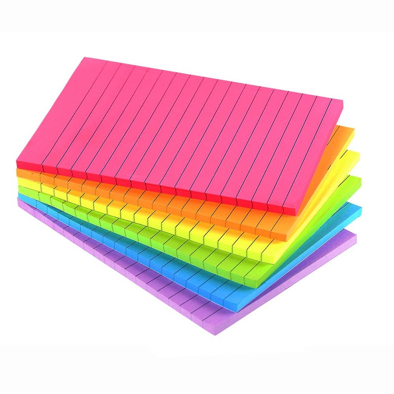 Vanpad Lined Sticky Notes 4X6 in Bright Ruled Stickies Colorful Super Sticking Power Memo Pads, 45 Sheets/pad, 6 Pads/Pack - Image 1