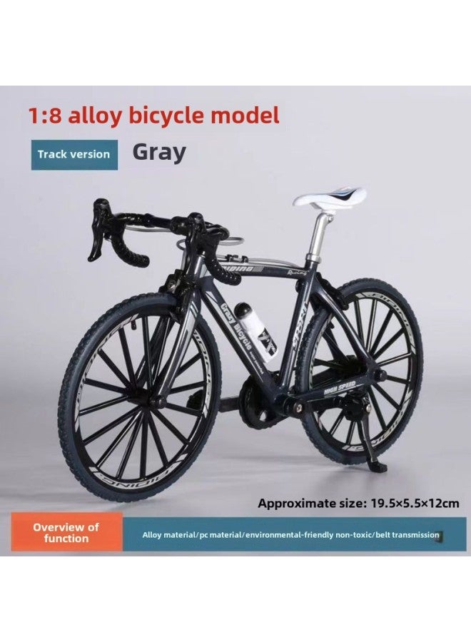 For 1:8 Simulation Alloy Mountain Bike Speed Reduction Bicycle Model Mini Bicycle Toy Ornaments-Color:Gray-bent Handlebar Bicycle  - Image 1