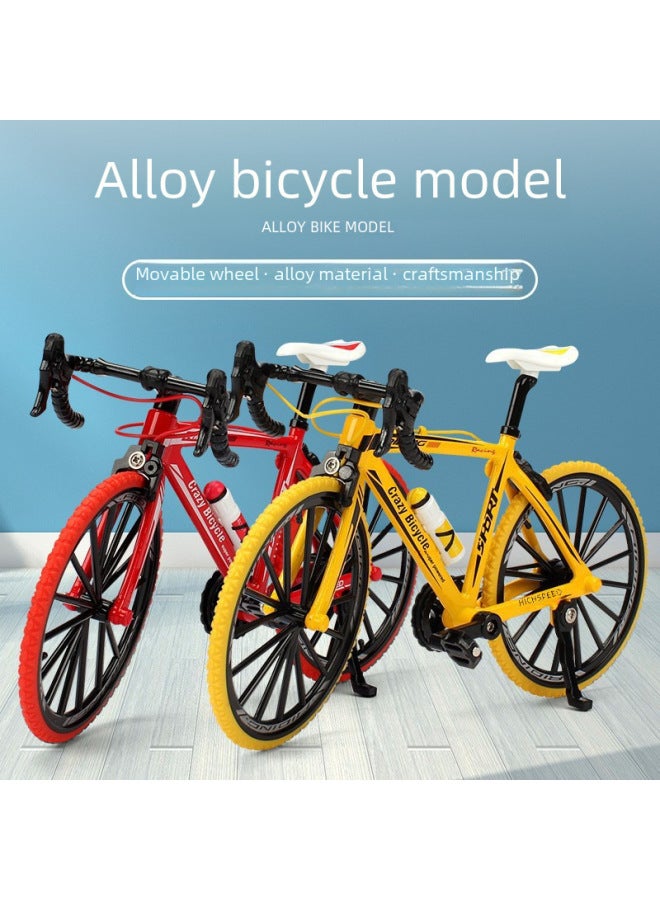 For 1:8 Simulation Alloy Mountain Bike Speed Reduction Bicycle Model Mini Bicycle Toy Ornaments-Color:Gray-bent Handlebar Bicycle  - Image 2