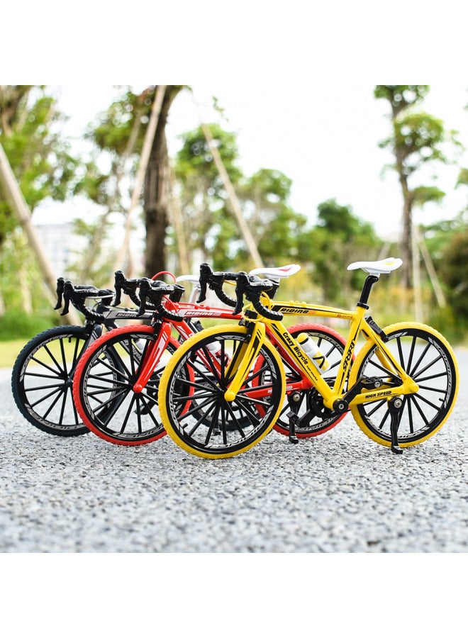 For 1:8 Simulation Alloy Mountain Bike Speed Reduction Bicycle Model Mini Bicycle Toy Ornaments-Color:Gray-bent Handlebar Bicycle  - Image 3