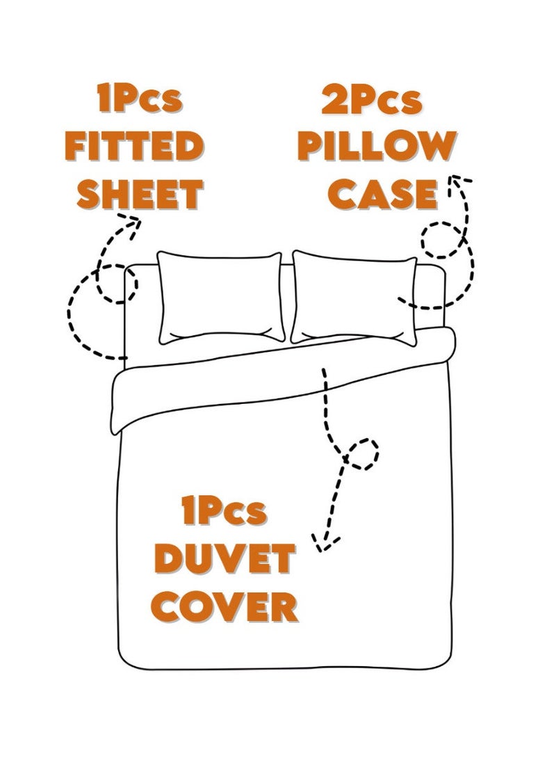 Blueberry 4 Pieces Single Size Duvet Cover Set - Includes 1 Duvet Cover (150x200cm), 1 Fitted Sheet (120x200+20cm), 2 Pillow Cases (53x75cm) - Image 4