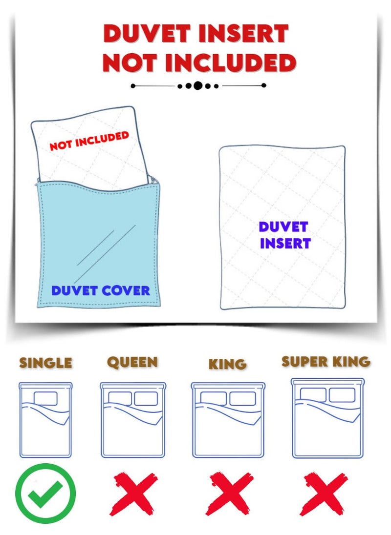Blueberry 4 Pieces Single Size Duvet Cover Set - Includes 1 Duvet Cover (150x200cm), 1 Fitted Sheet (120x200+20cm), 2 Pillow Cases (53x75cm) - Image 3