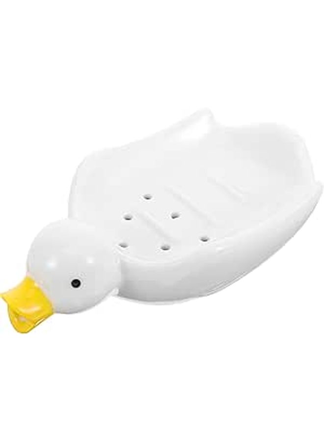 Adorable Duck Shape Ceramic Soap Dish With Self Draining Tray For Kitchen Bathroom - Image 1