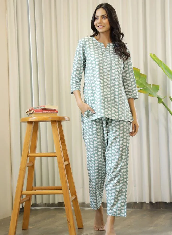 سانسكريتي هومز طقم بيجاما من ( بلوزة + بنطال )