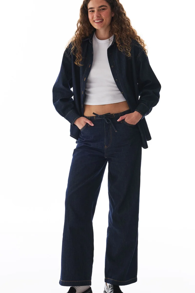 Penti Dark Blue Denim PENTI Denim Straight-Leg Trousers for Women | Best Price UAE