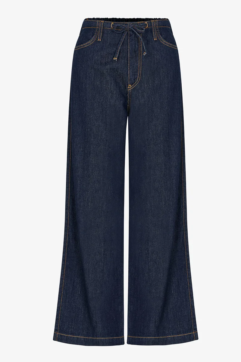 Penti Dark Blue Denim PENTI Denim Straight-Leg Trousers for Women | Best Price UAE