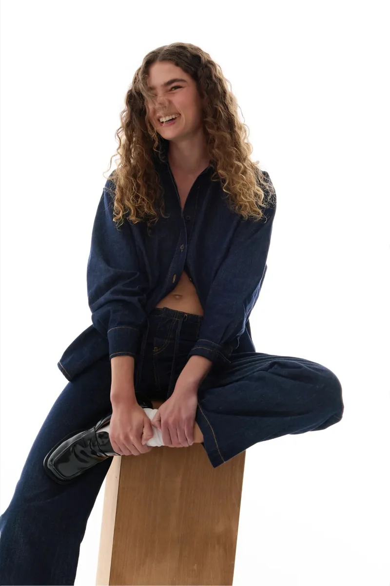 Penti Dark Blue Denim PENTI Denim Straight-Leg Trousers for Women | Best Price UAE