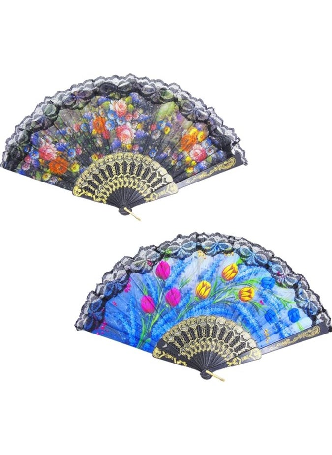 Generic Spanish Hand Fan Spanish Fans Handheld Fan for Women Floral Spanish Folding Fan Foldable Fan Vintage Fans Handheld Hand Fan for Wedding and Party Decoration, Random Color  - Image 4