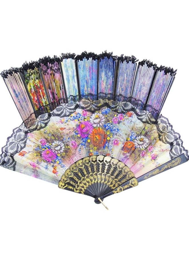 Generic Spanish Hand Fan Spanish Fans Handheld Fan for Women Floral Spanish Folding Fan Foldable Fan Vintage Fans Handheld Hand Fan for Wedding and Party Decoration, Random Color  - Image 2