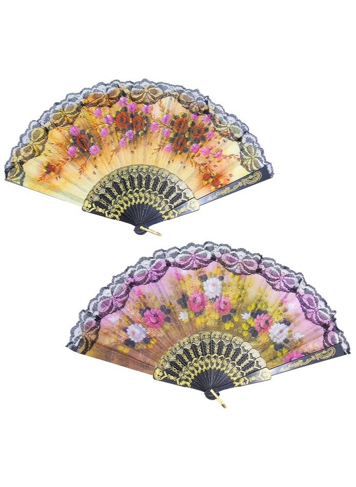 Generic Spanish Hand Fan Spanish Fans Handheld Fan for Women Floral Spanish Folding Fan Foldable Fan Vintage Fans Handheld Hand Fan for Wedding and Party Decoration, Random Color  - Image 3