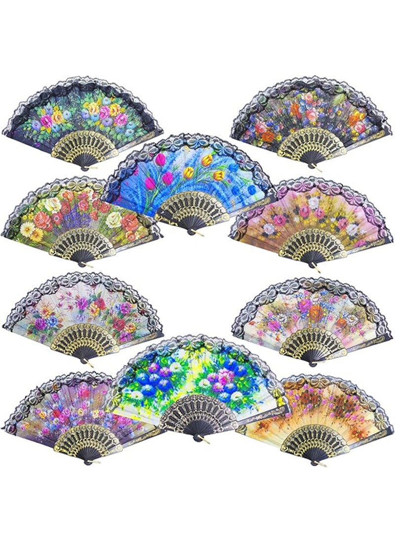 Generic Spanish Hand Fan Spanish Fans Handheld Fan for Women Floral Spanish Folding Fan Foldable Fan Vintage Fans Handheld Hand Fan for Wedding and Party Decoration, Random Color  - Image 1