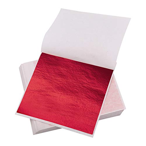 KINNO 100 Sheets Imitation Gold Foil Sheets - Leaf Paper for Arts Decoration, Sculpture, Gilding, Nails, Handcrafts, Picture Frames, Paintings, Furniture, Wall (red) - Image 3