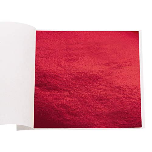 KINNO 100 Sheets Imitation Gold Foil Sheets - Leaf Paper for Arts Decoration, Sculpture, Gilding, Nails, Handcrafts, Picture Frames, Paintings, Furniture, Wall (red) - Image 1