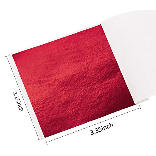 KINNO 100 Sheets Imitation Gold Foil Sheets - Leaf Paper for Arts Decoration, Sculpture, Gilding, Nails, Handcrafts, Picture Frames, Paintings, Furniture, Wall (red) - Image 2