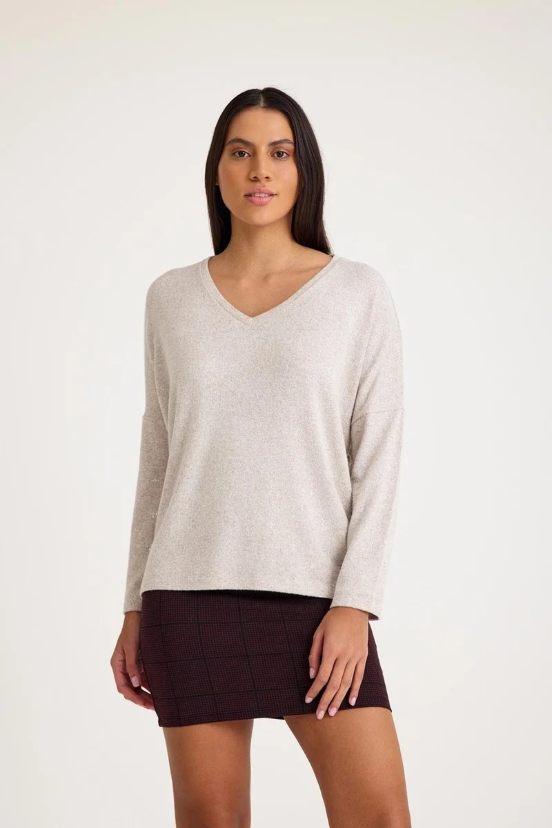 Cotenconcept V Neck Bat Sleeve Basic Knitwear Sweater