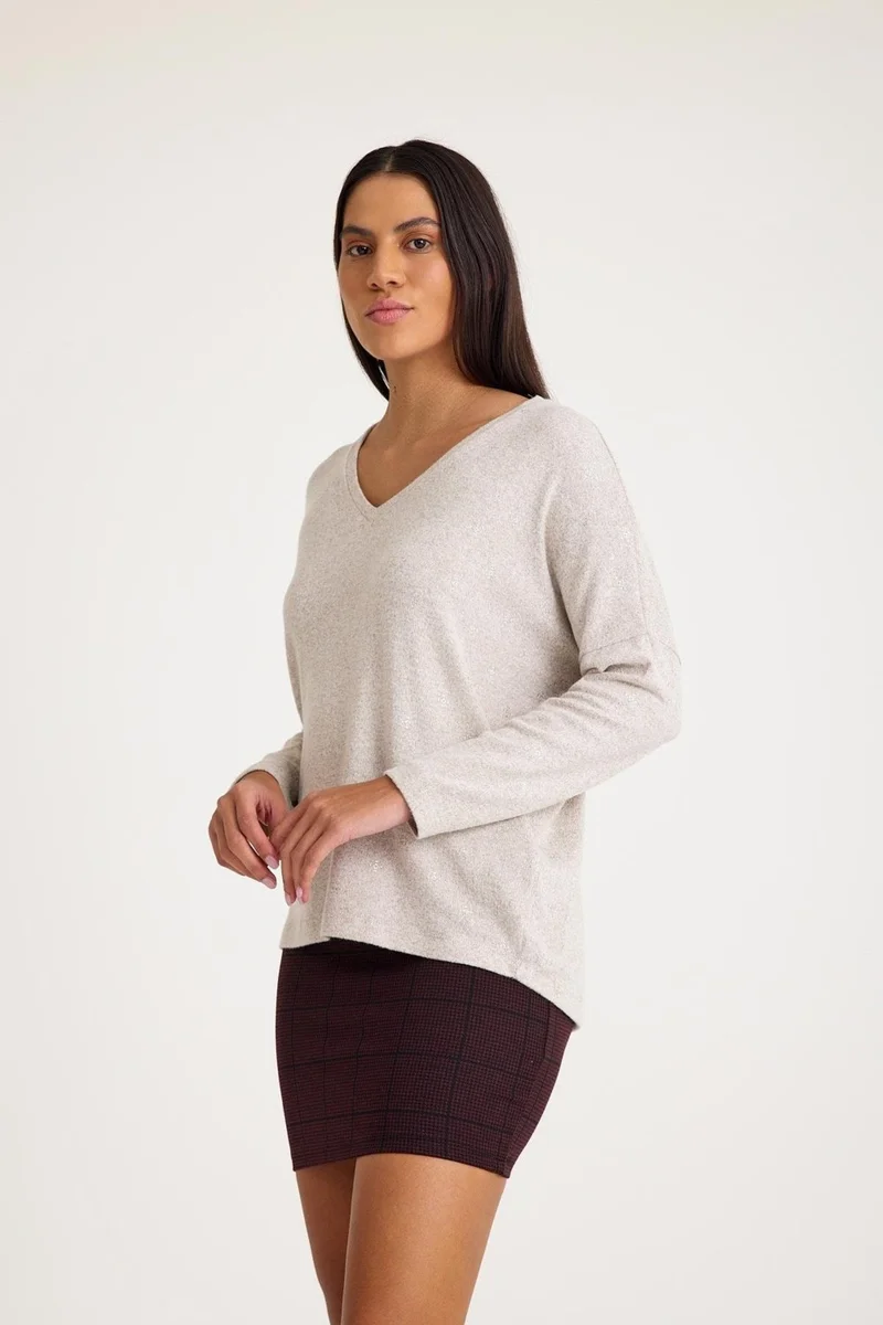 Cotenconcept V Neck Bat Sleeve Basic Knitwear Sweater