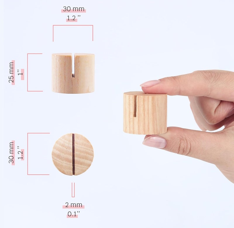 Toros 20 Pack Mini Wood Table Number Holders - Place Card Holders, Dinner Table Card Holders, Name Card Holders for Tables, Wooden Picture and Sign Holder (Light Beige) - Image 2