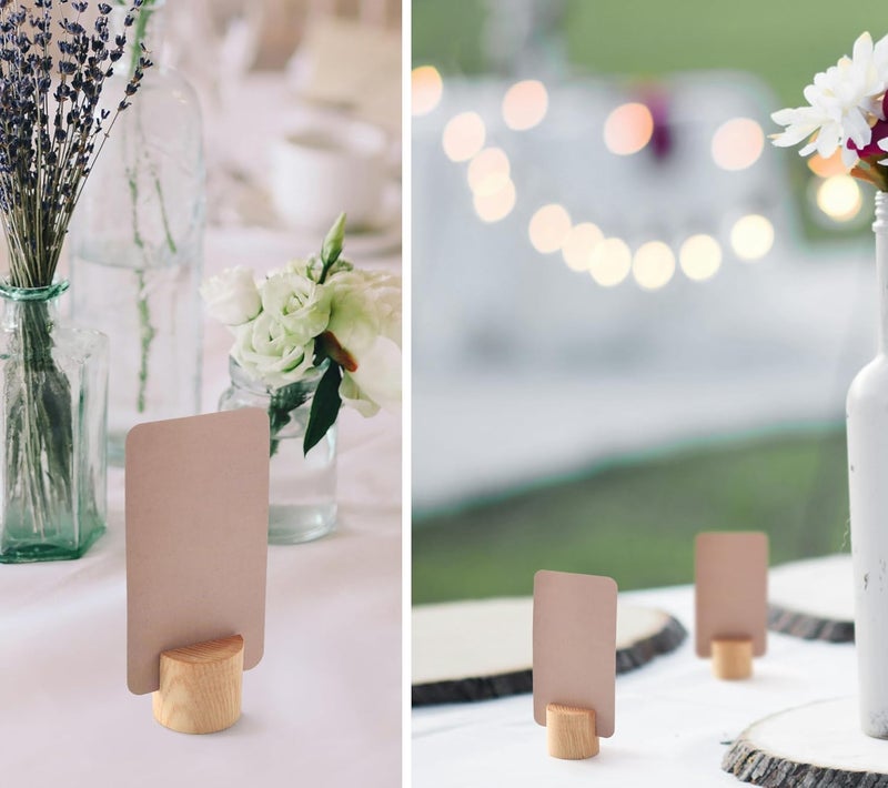 Toros 20 Pack Mini Wood Table Number Holders - Place Card Holders, Dinner Table Card Holders, Name Card Holders for Tables, Wooden Picture and Sign Holder (Light Beige) - Image 3