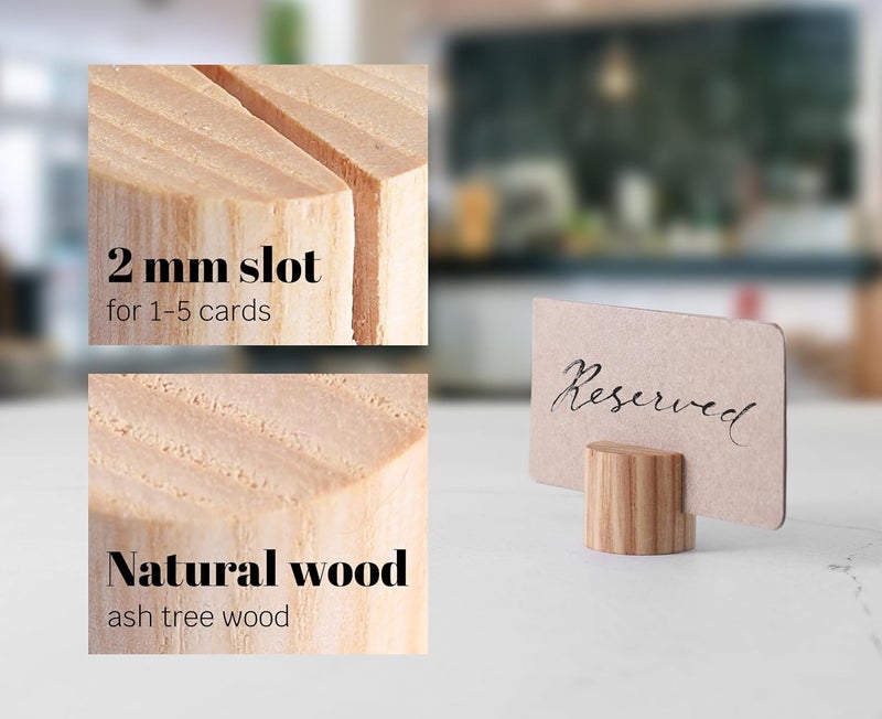 Toros 20 Pack Mini Wood Table Number Holders - Place Card Holders, Dinner Table Card Holders, Name Card Holders for Tables, Wooden Picture and Sign Holder (Light Beige) - Image 4
