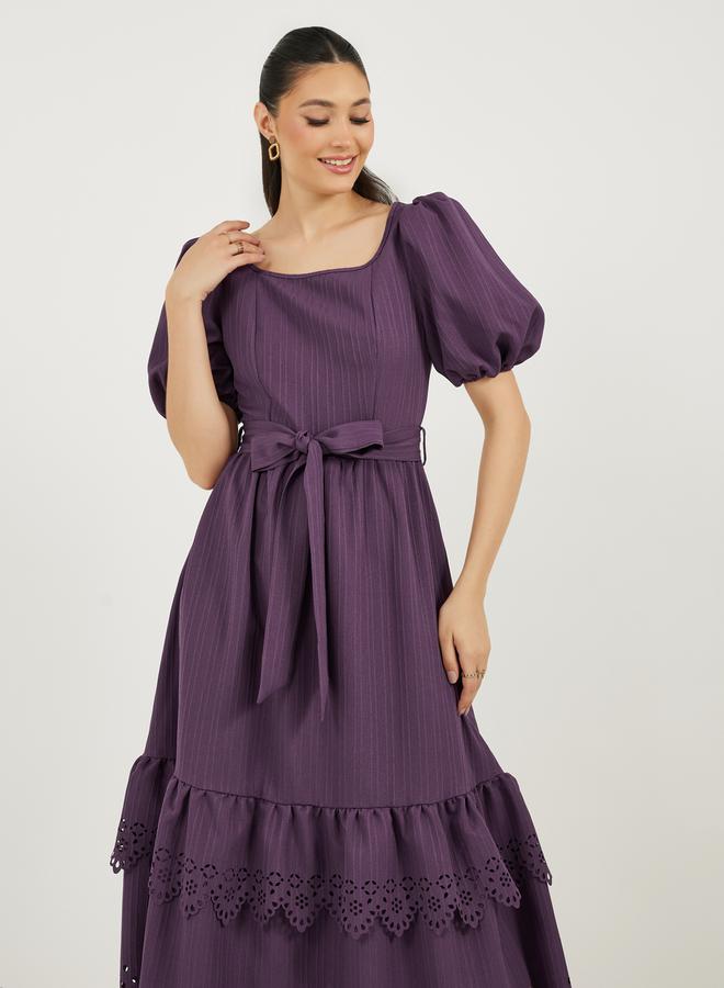 Styli Eyelet Puff Sleeve Dress  - Image 2
