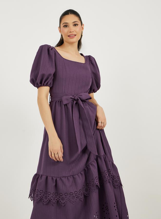 Styli Eyelet Puff Sleeve Dress  - Image 5