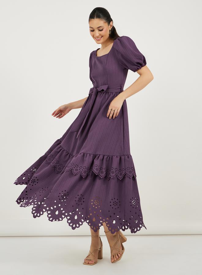 Styli Eyelet Puff Sleeve Dress  - Image 4