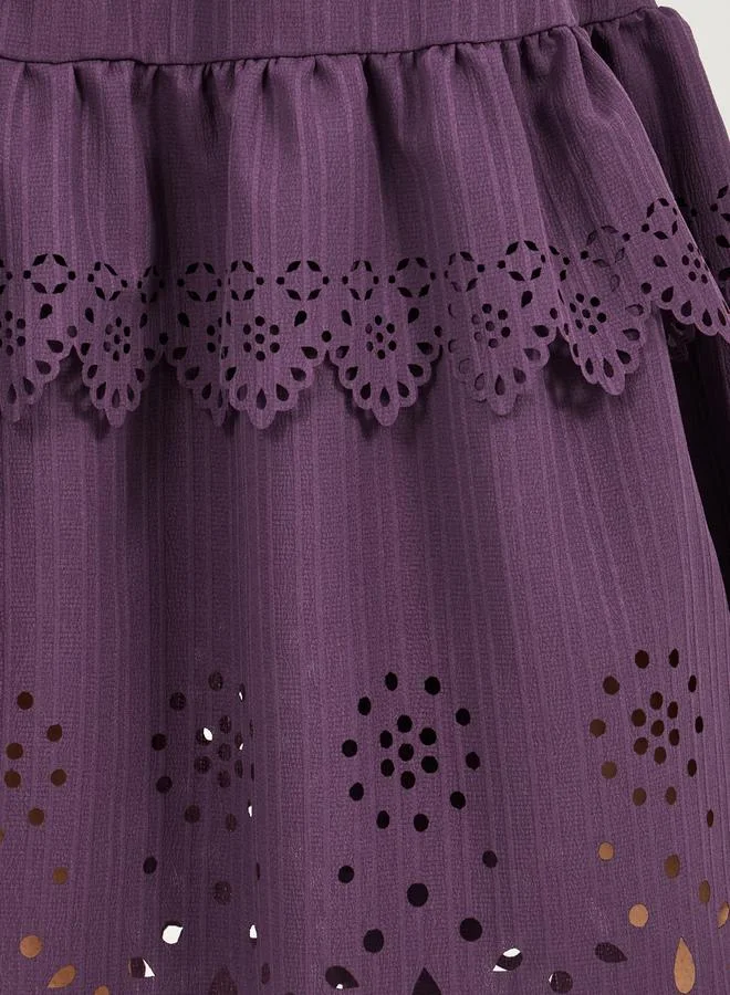 Styli Eyelet Puff Sleeve Dress