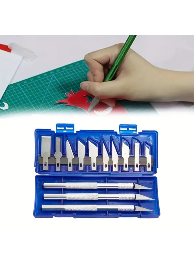 13 Pcs Precision Engraving Blade Set Durable Stainless Steel Non Recyclable Handle For Paper Cutting And Model Making With Storage Box - Image 2