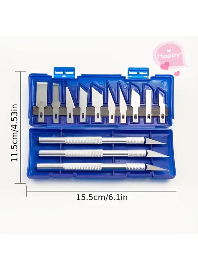 13 Pcs Precision Engraving Blade Set Durable Stainless Steel Non Recyclable Handle For Paper Cutting And Model Making With Storage Box - Image 3