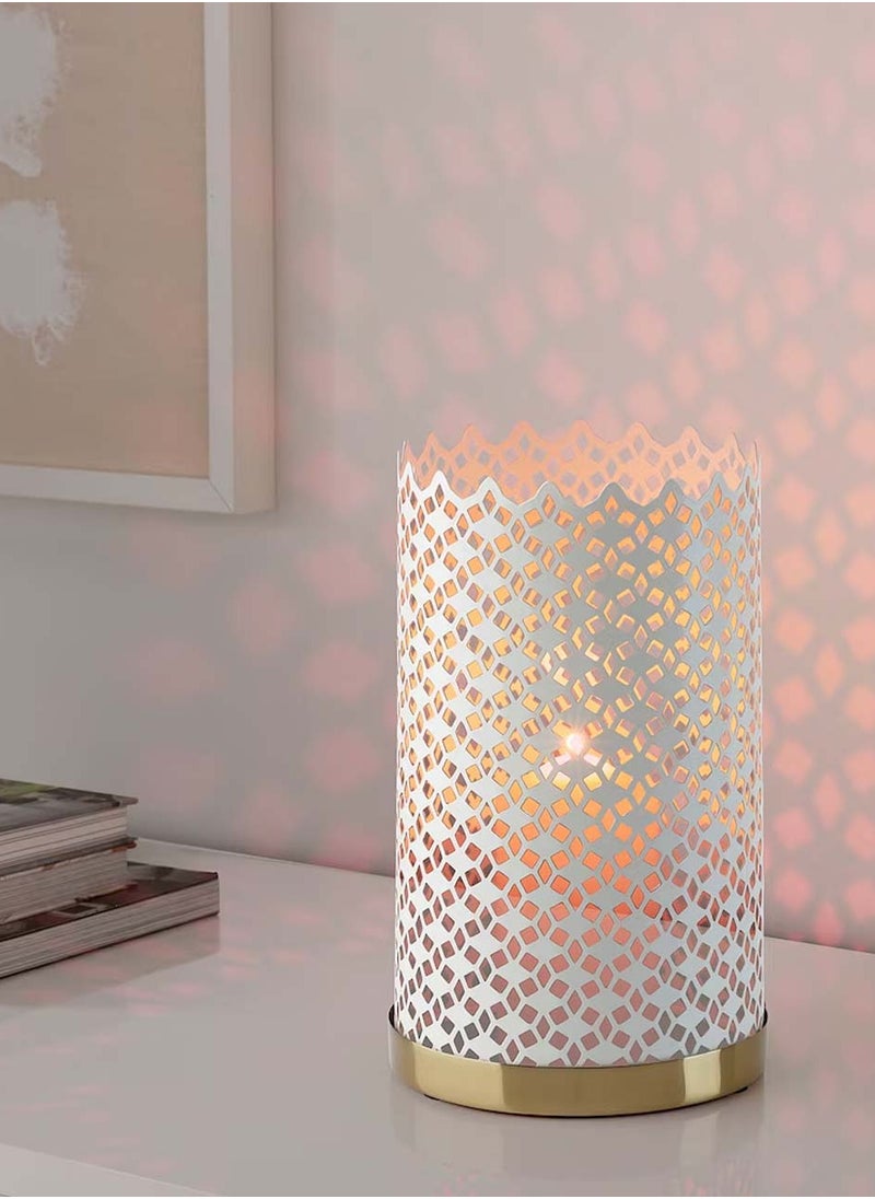 co arma - Small metal Ramadan lantern candle holder, white/copper color, 26*15 cm - Image 1