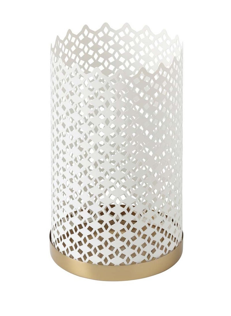 co arma - Small metal Ramadan lantern candle holder, white/copper color, 26*15 cm - Image 1
