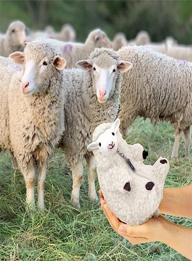 لطيف وحلق الأغنام محشوة الحيوانات بطاقة نجاح باهر الحملان أفخم لعبة إعطاء هدية للنساء والفتيات والفتيان والأطفال الصغار زخارف أفخم الأغنام - Image 3