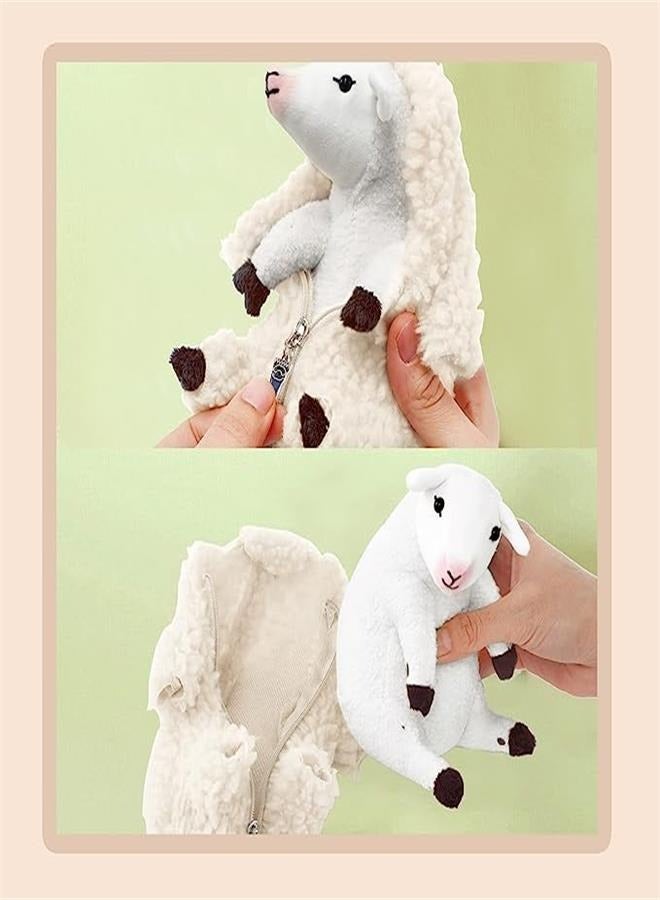 لطيف وحلق الأغنام محشوة الحيوانات بطاقة نجاح باهر الحملان أفخم لعبة إعطاء هدية للنساء والفتيات والفتيان والأطفال الصغار زخارف أفخم الأغنام - Image 5