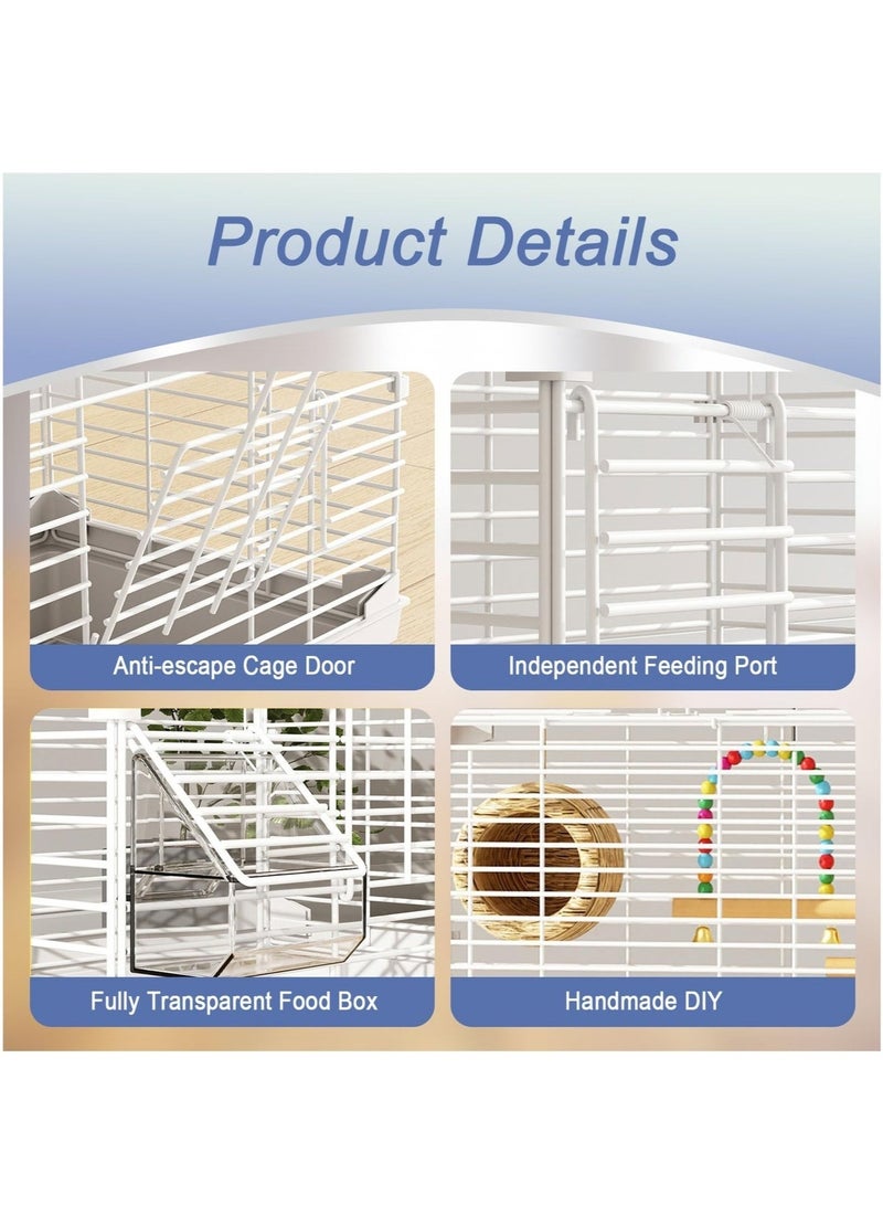 WALALLA Luxury Bird Mansion Cage Premium Avairy with Stand, Swing, Frosted Perches, Bath Tub, Nest Box, Transparent Breeding Cage, Feeder Bowls  Complete Accessories Ultimate Habitat for Parrots, Canaries Pet Birds - Image 5