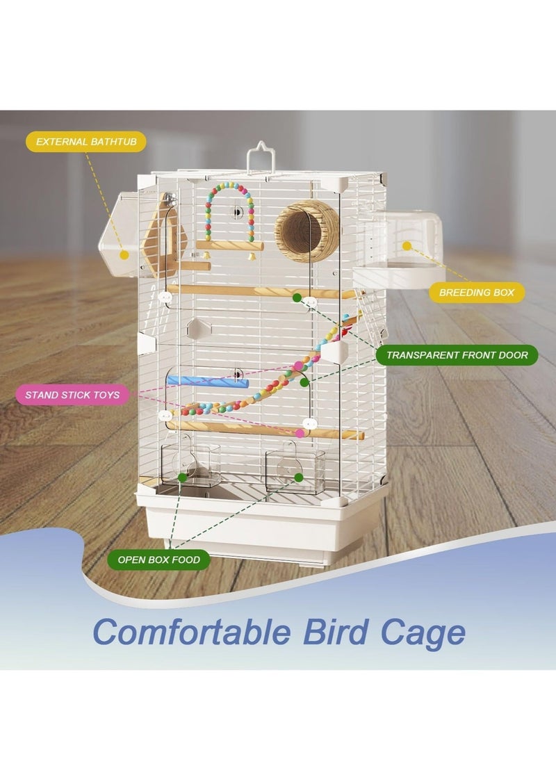 WALALLA Luxury Bird Mansion Cage Premium Avairy with Stand, Swing, Frosted Perches, Bath Tub, Nest Box, Transparent Breeding Cage, Feeder Bowls  Complete Accessories Ultimate Habitat for Parrots, Canaries Pet Birds - Image 4
