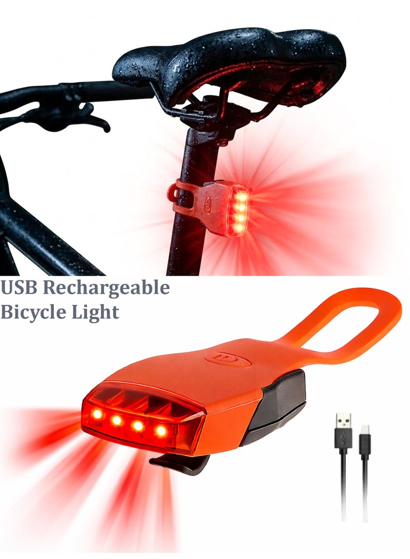 ضوء خلفي LED للدراجة قابل لإعادة الشحن عبر USB – مصباح أمان أحمر مقاوم للماء للقيادة الليلية مع كابل شحن وعلبة - Image 1