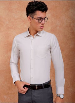 The Indian Garage Co Men Slim Fit Solid Full Sleeves Cutaway Collar Formal Shirt  - Image 1