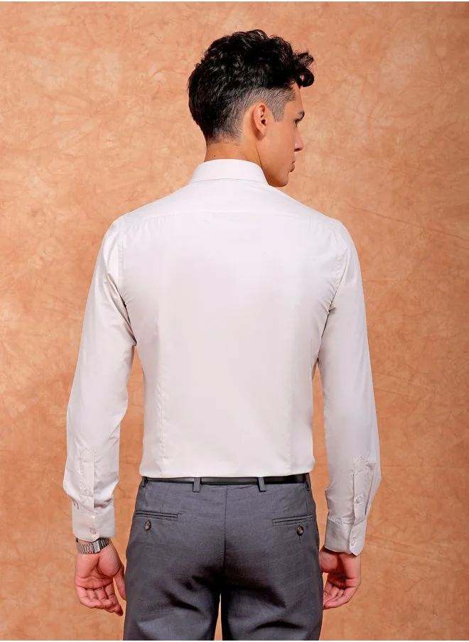 The Indian Garage Co Men Slim Fit Solid Full Sleeves Cutaway Collar Formal Shirt