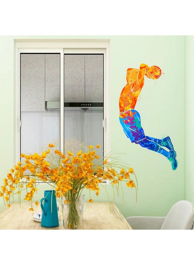 WOYINIS Watercolor Basketball Player Dunk Wall Stickers for Boys Teens Sports Player Silhouette Wall Decals Peel & Stick Removable Wall Decor Art Murals for Kids Room Playroom Baby Nursery Classroom - Image 5