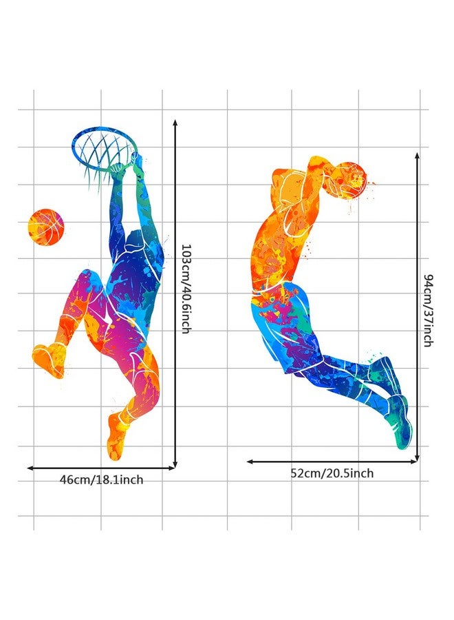 WOYINIS Watercolor Basketball Player Dunk Wall Stickers for Boys Teens Sports Player Silhouette Wall Decals Peel & Stick Removable Wall Decor Art Murals for Kids Room Playroom Baby Nursery Classroom - Image 3