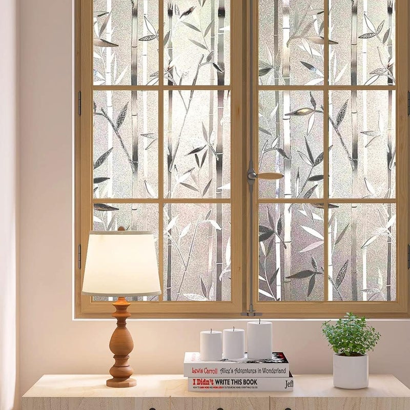 Sun Bird Self-Adhesive Film Window Film Frosted Glass Sliding Door Bathroom Window Stickers Translucent Opaque UV Protection Static Clings Window Film, (1.5 Ft x 8 Ft, Leaf Grass) - Image 2