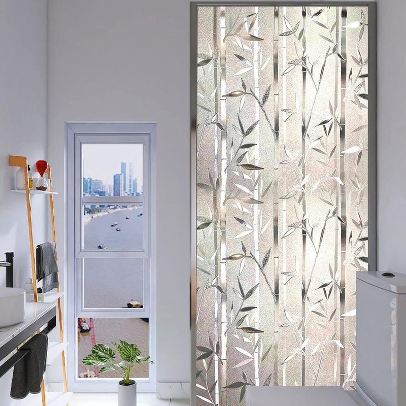 Sun Bird Self-Adhesive Film Window Film Frosted Glass Sliding Door Bathroom Window Stickers Translucent Opaque UV Protection Static Clings Window Film, (1.5 Ft x 8 Ft, Leaf Grass) - Image 4