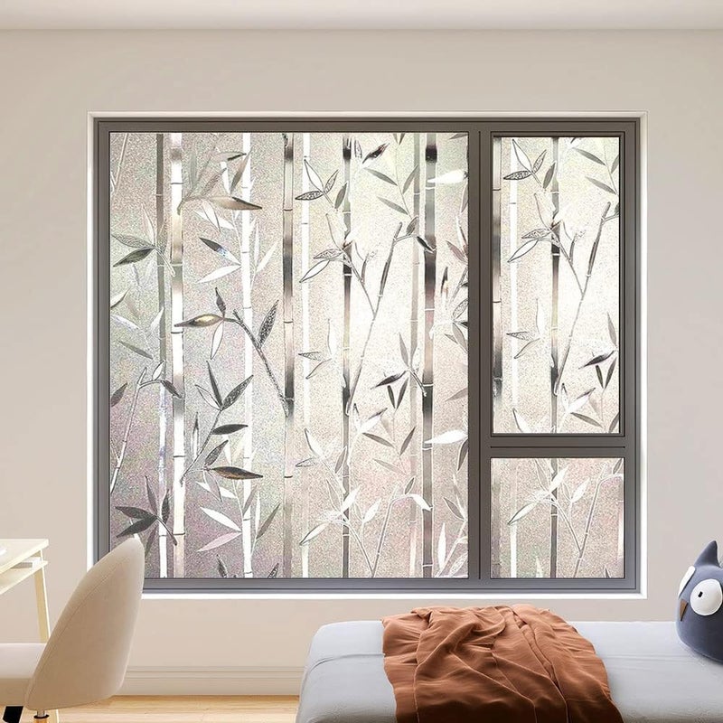 Sun Bird Self-Adhesive Film Window Film Frosted Glass Sliding Door Bathroom Window Stickers Translucent Opaque UV Protection Static Clings Window Film, (1.5 Ft x 8 Ft, Leaf Grass) - Image 5