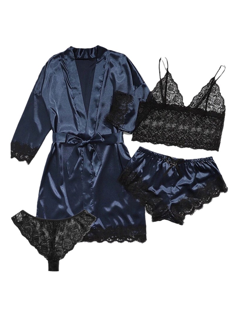 4pcs women's pajamas home wear new lace pajamas set  - Image 1