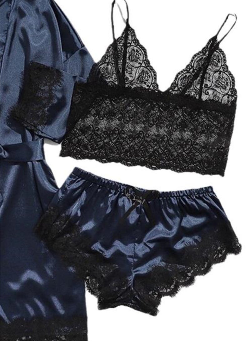 4pcs women's pajamas home wear new lace pajamas set  - Image 4