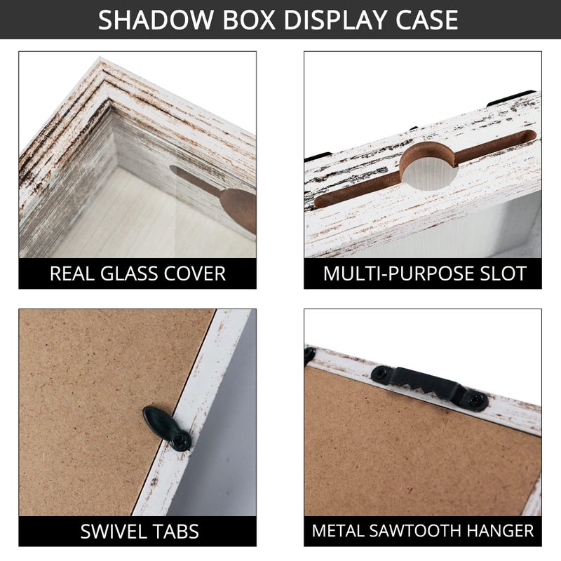 GraduationMall 8x10 Top Loading Shadow Box Frame with HD Glass,Wood Display Case with Slot,1.25 inches Interior Depth,Ideal for Wine Bottle Caps,Tickets,Shells,Stamps and More,White - Image 4