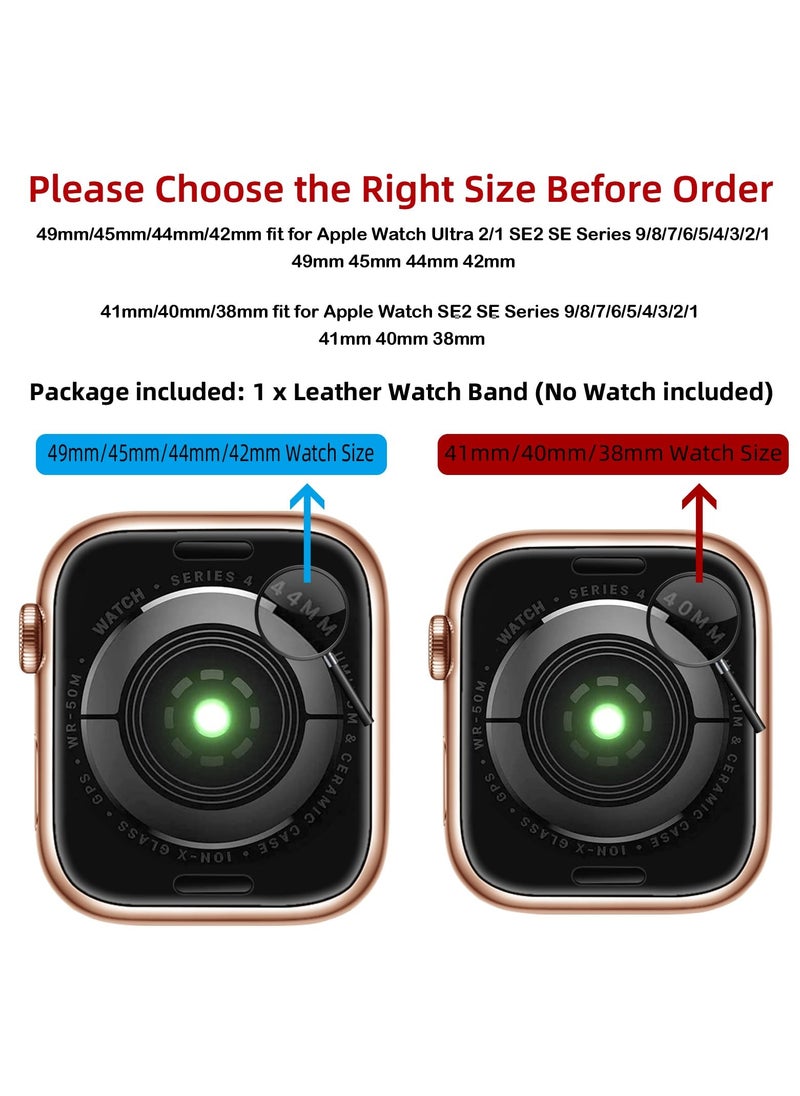 Generic - Stylish Genuine Leather Apple Watch Band for Women, Compatible with 49mm, 45mm, 44mm, 42mm Models, Brown with Rose Gold Clasp, Fits Ultra 2/1, SE, Series 9/8/7 - Image 1